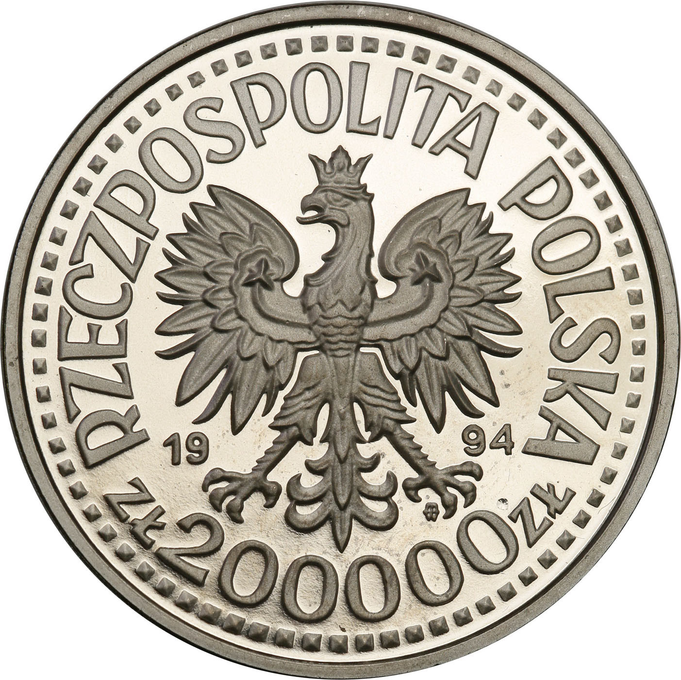 PRL. PRÓBA Nikiel 200 000 złotych 1994 – Zygmunt I Stary - półpostać